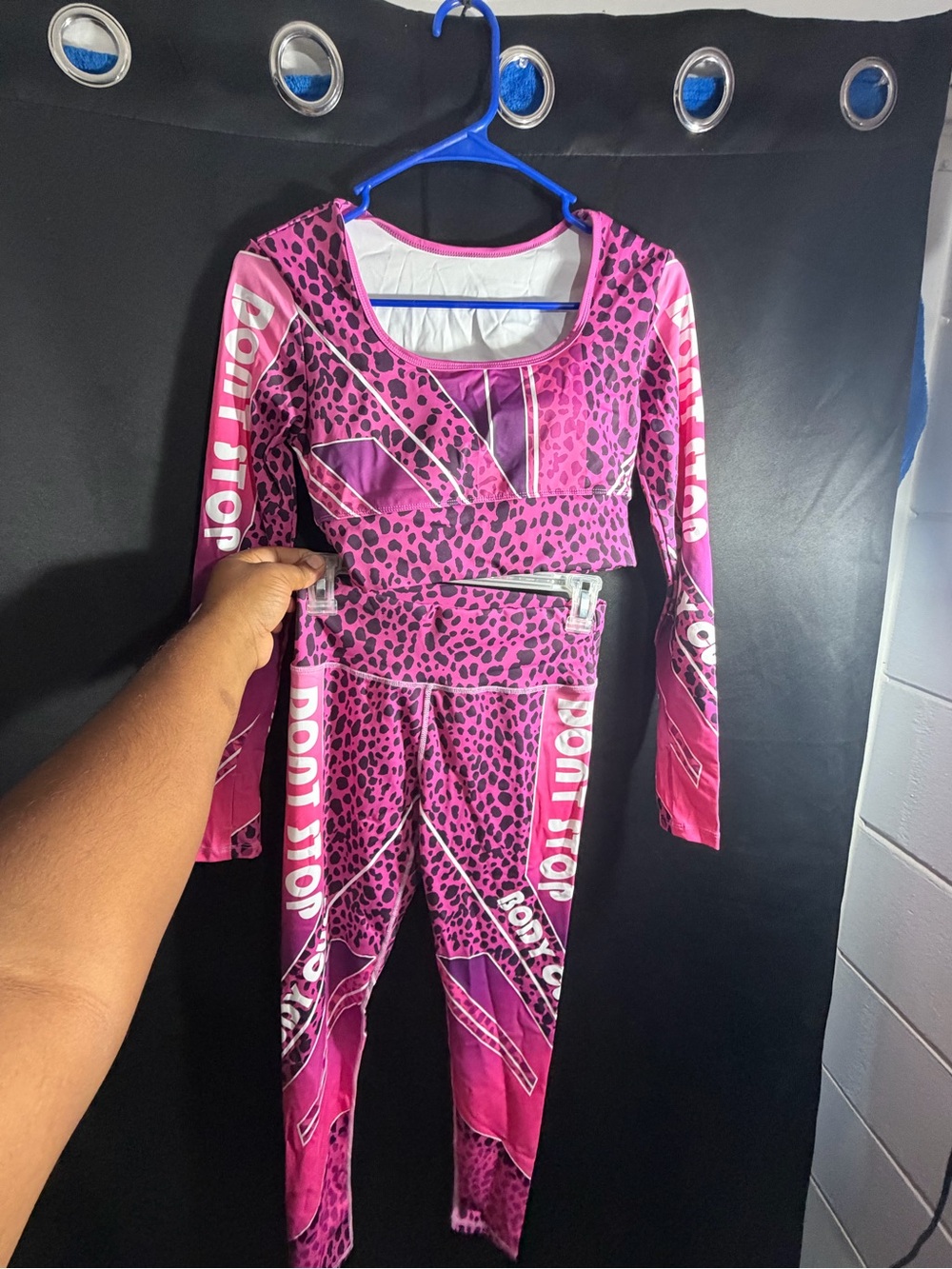 Girls' Pink Leopard Print Two-Piece Active Set